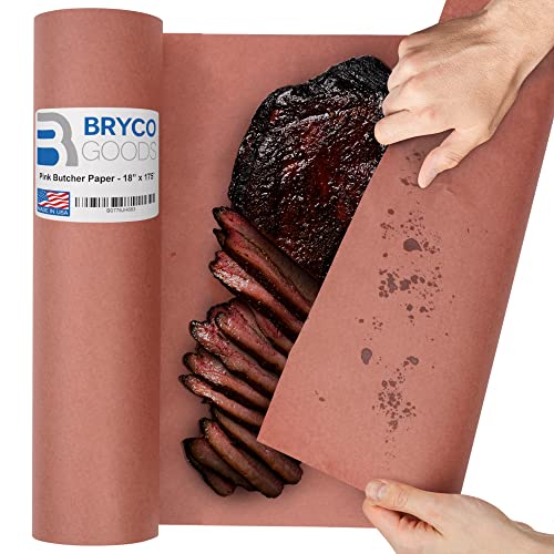 Pink Kraft Butcher Paper Roll - 18 Inch x 175 Feet 2100 Food Grade FDA Approved &ndash Peach Wrapping Smoking Meat All Varieties Made USA Unbleached Unwaxed Uncoated