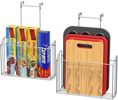 SimpleHouseware Over Cabinet Door Organizer Holder Silver