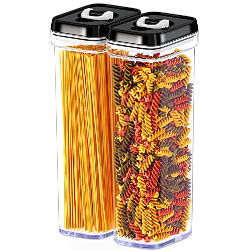 DW&EumlLLZA KITCHEN Airtight Food Storage Containers Lids &ndash Same Size 2 Piece 세트 - Tall Air Tight Pantry & Kitchen 클리어 Container Spaghetti Noodle Pasta Keeps it Fresh Dry 매트 Lid