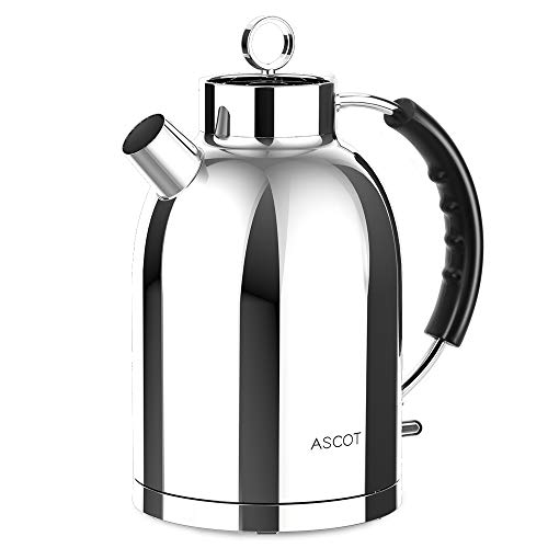 Kettles-Electric-Water-Tea-Kettle ASCOT Tea Heater & Hot Water Boiler 1.7QT 1500W 스테인레스 스틸 BPA-Free Cordless Automatic Shutoff Boil-Dry Protection Bright Silver