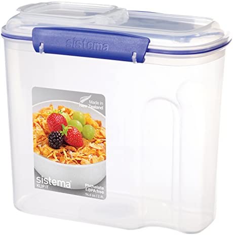 Sistema KLIP IT Utility 컬렉션 Cereal Container 17.75 컵 Clear/Blue BPA Free