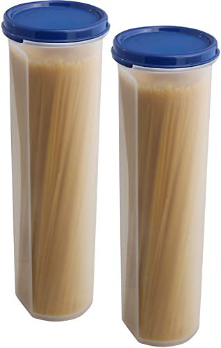 Tall 클리어 Spaghetti Pasta Container Storage Lid-2 Pk.Multi-Purpose Kitchen Pantry Organization Food Noodles Beans Straws - Airtight Leakproof Keeper BPA Free 37 oz.