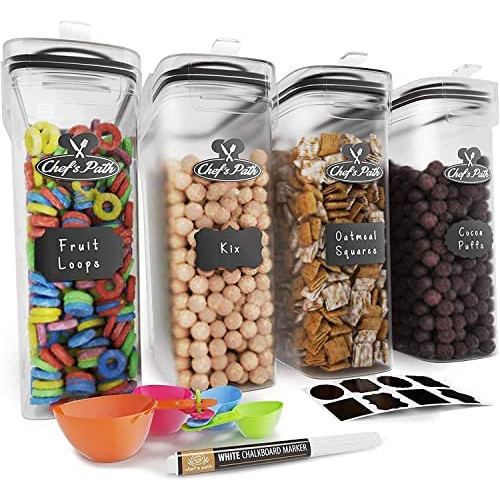 시리얼 컨테이너 세트 with 라벨스티커, 스푼 세트 Cereal Container Storage set with 8 Labels Spoon Set & Pen