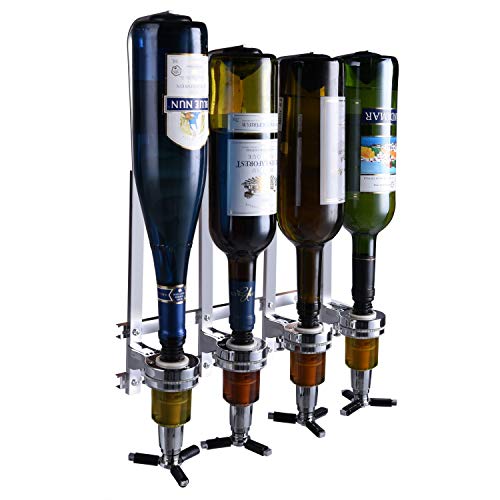 칵테일바 세트용품 4 Bottle Wall Mounted Liquor Dispenser Bar Butler Bracket Solo Optic Spirit Wine Beer Alcohol Bottle Beverage Stand Revolving Nozzle Drinkware Set