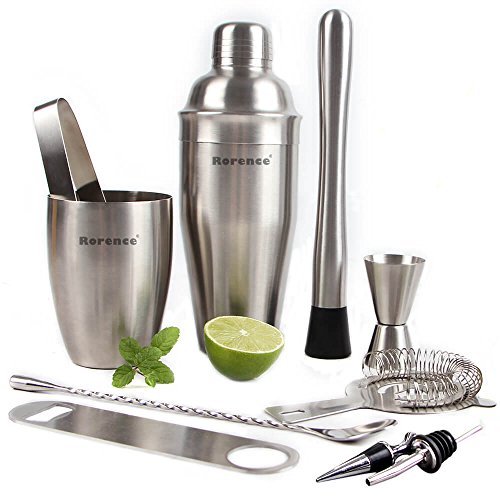 칵테일바 세트용품 Rorence 11 Piece Stainless Steel Cocktail Bar Set -Bartender Shaker Kit Includes Cocktail Shaker Muddler Double Jigger