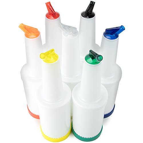 칵테일바 세트용품 7 Pack of Colorful Juice Pouring Spout Bottle Containers u2013 Mix Pour & Store Plastic Barware by Cocktailor