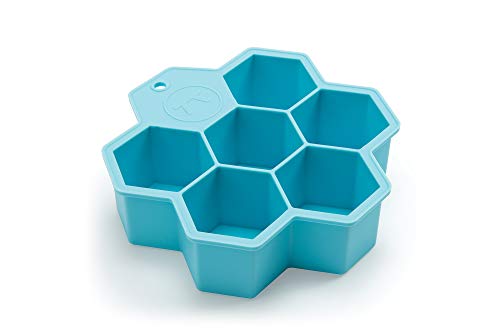 칵테일바 세트용품 Outset 76634 Large Hexagon Silicone Ice Cube Tray 6-Cell Blue