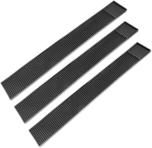 칵테일바 세트용품 ProTensils Bar Mat 23" x 3" Rubber Black Bar Service Spill Mats 2 Pack