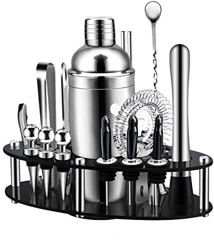 칵테일바 세트용품 X-cosrack Bar Set19-Piece Cocktail Shaker Set with Oval Rotating Display StandSS304 Stainless Steel Premium Bartender Kit for HomeBarParty