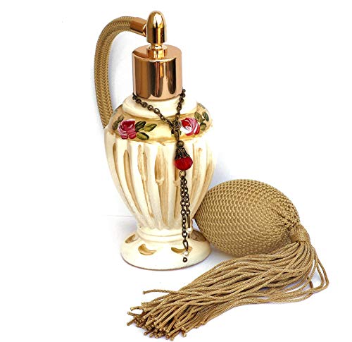 향수병 분무기 Romantic Painted Red Roses Victorian Refillable Glass 스프레이 향수 Bottle Atomizer Bulb Tassel Shabby Chic Decor