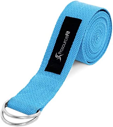 Prosource Fit 메탈 D-Ring Yoga Strap 8&rsquo Durable Cotton Stretching Flexibility
