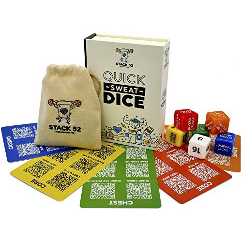 Stack 52 Quick Sweat Fitness Dice. Bodyweight Exercise Workout Game. 디자인 Military Expert. Video Instructions Included. No Equipment Needed. Burn Fat Build Muscle.