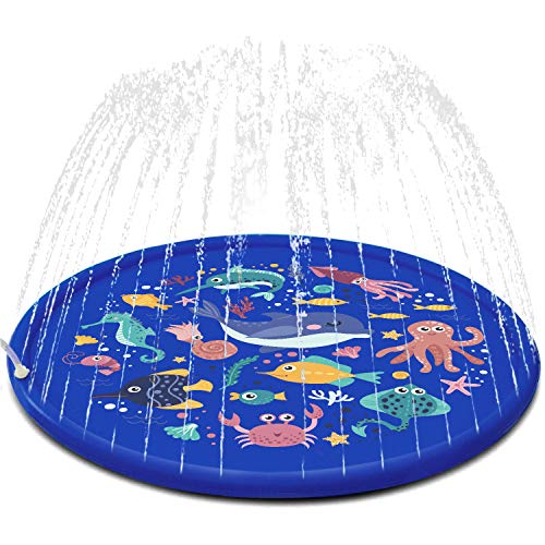 집콕 물놀이 아이템 스프링클러 매트 FUN LITTLE 토이 Sea Animal Inflatable Splash Sprinkler Pad 어린이 66 Water Summer Outdoor Swimming Pool 2-12 Year Old 소년 & 소녀 Toys