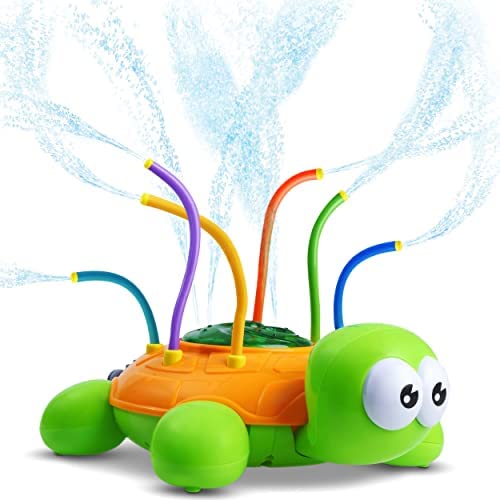 집콕 물놀이 아이템 스프링클러 매트 CHUCHIK Outdoor Water 스프레이 Sprinkler 어린이 Toddlers - Backyard Spinning Turtle 토이 w Wiggle Tubes Splashing Fun Summer Days Sprays Up 8ft. High Attaches Garden Hose