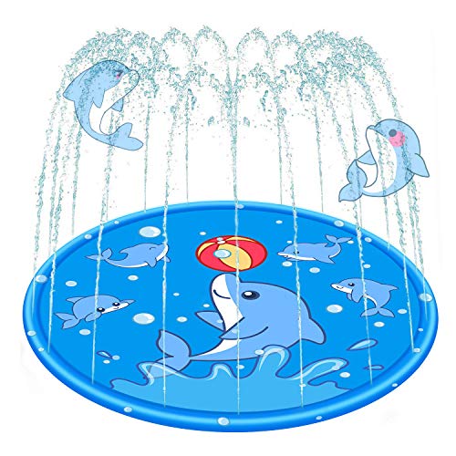 RUSHAIBAR Sprinkler 어린이 Splash Pad Water 토이 Wading Pool Play Mat Dogs Outdoor Fun Backyard Fountain 소녀 소년 Baby