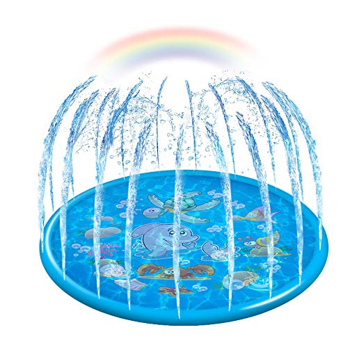 econoLED Sprinkler Pad,Splash Play Wading Pool 68 Sprinkle Summer Outdoor Party Water 토이 Splash Mat Inflatable Swimming 1-14 Years Old Toddlers Baby 어린이 Children（Blue）