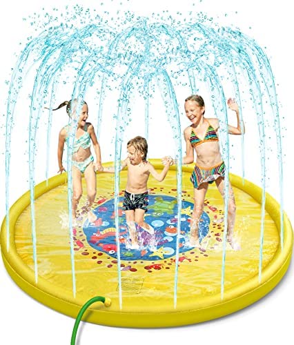 Splash Pad 69 Inches No More Burst Sprinkle Play Mat Sprinkler 어린이 소년 소녀 Fun Summer Outdoor Party Water 토이 Extra Large Children&rsquos Pool