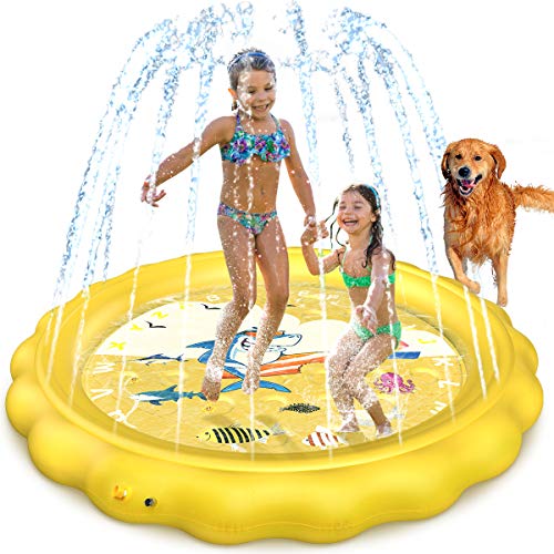 집콕 물놀이 아이템 스프링클러 매트 Dillitop Sprinkler 어린이 Splash Pad Wading Pool Kiddie Summer Outdoor&nbspWater Play Mat 소년 소녀 Fun 토이 Inflatable 스프레이 Yellow