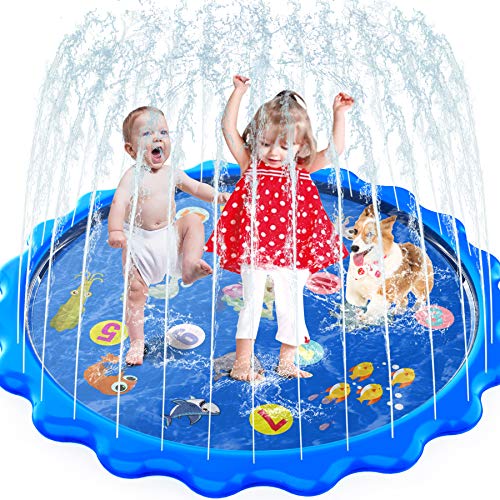 집콕 물놀이 아이템 스프링클러 매트 MOZOOSON Splash Pad Sprinkler 어린이 Garden Outdoor Inflatable Water 토이 Toddler ab 1 Year Old Slip n Slide 소녀 소년 Dogs 0.5mm ThicknessOutside Wading Pool Learning Toys