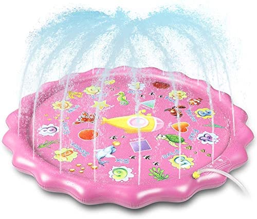 집콕 물놀이 아이템 스프링클러 매트 Sprinkler 어린이 67&rdquo Inflatable Splash Pad & Wading Pool Toddlers Dogs Alphabet Number Shape Educational Fun Backyard Fountain Play Mat Kiddie Baby Outdoor Water 토이 소녀 Boys