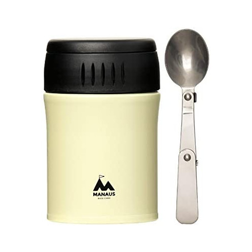 【Amazon한정 브랜드】 MANAUS (마나우스) 진공 단열 보온 스프 밥통 실버 500ml 스푼 부착