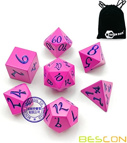 Bescon Superduty Glow 다크 Solid 메탈 Polyhedral D&D Dice 세트 7 Luminous Metallic RPG Role Playing Game 7pcs D4-D20 Glowing