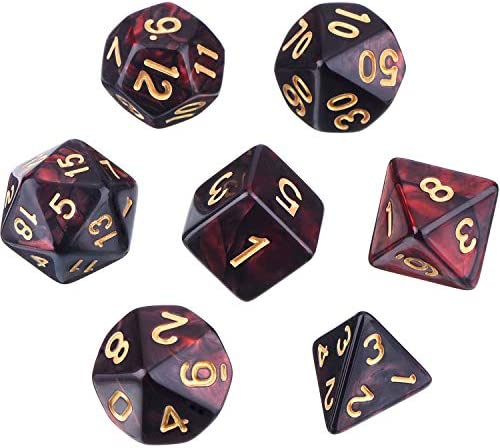 Polyhedral 7-Die Dice 세트 Dungeons Dragons 매트 Pouch Starry Purple Blue