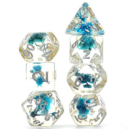 cusdie 블루 Flowers Dice Sets Polyhedral DND Dungeons Dragons Role-Playing Tabpletop Game