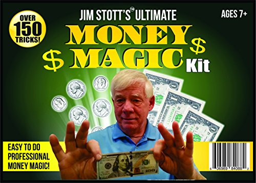Jim Stott&rsquos Ultimate Money Magic Kit Tricks 세트 성인 Coin Thru Glass Flying Coins Pen Penetration Maker 폴딩 Paper Mystery Levitation System