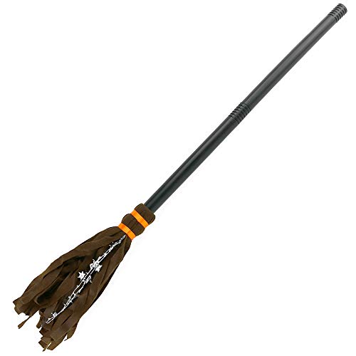 Skeleteen Witch Broomstick Costume Accessories - Realistic Wizard Flying Felt Broom Stick Costumes Accessory for All Children