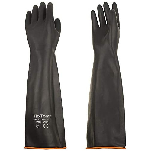 다용도 튼튼한 라텍스 장갑 사이즈 선택 ThxToms Heavy Duty Latex Gloves Resist Strong Acid Alkali and Oil 1 Pair