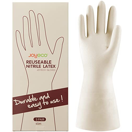 주방용 라텍스 장갑 3개 세트 Large 사이즈 JOYECO Rubber Gloves Reusable Household Cleaning Gloves for Kitchen Dishwashing