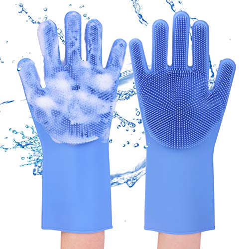 수세미가 필요없는 다용도 실리콘 브러쉬 장갑 Magic Dishwashing Gloves with Scrubber Silicone Cleaning Reusable Scrub Gloves