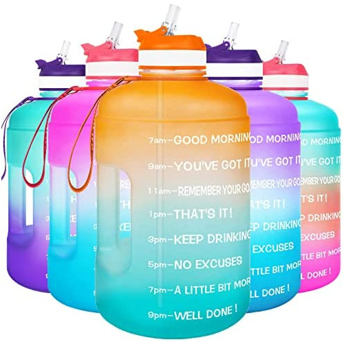 BuildLife Gallon Motivational Water Bottle Wide Mouth Straw & 타임 Marked Drink More Daily,BPA Free Reusable 체육관 스포츠 Outdoor Large 128OZ/73OZ/43OZ Capacity