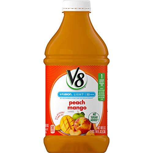 V8 Blends 100% Juice Peach Mango Juice, Fruit and Vegetable Juice Blend, 46 FL OZ Bottle (Pack of 6)