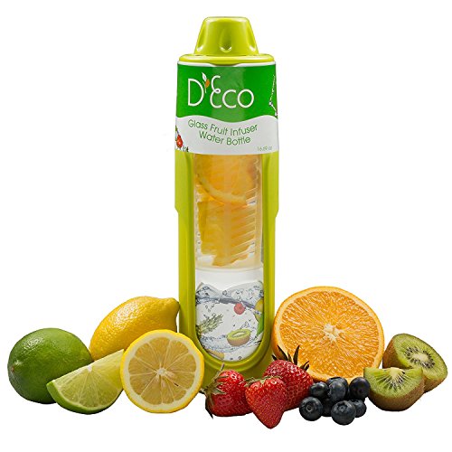 과일물 마시고 예뻐져요 인퓨저 보틀 색상 택1 Fruit Infused Water Bottle- Glass Fruit Infuser 20 oz with Silicone Grip and Built-in Cylinder