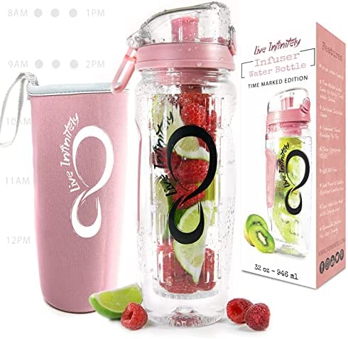과일물 마시고 예뻐져요 인퓨저 보틀 with 타임마커 색상 택1 32 oz. Fruit Infuser Water Bottles With Time Marker