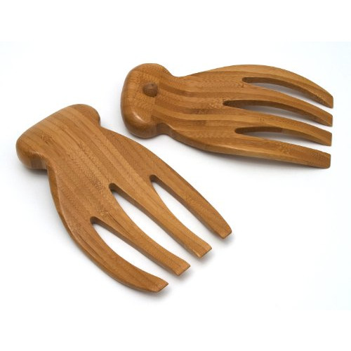 대나무 샐러드핸드 샐러드서버 Lipper International 802 Bamboo 우드 Salad Hands Knob Handles 4 x 7.5 1.75 One Pair