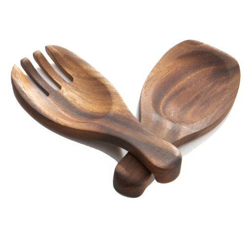 아사키아 나무 샐러드핸드 샐러드서버 Woodard & Charles Salad Hands 7 38 x 3 18 Brown