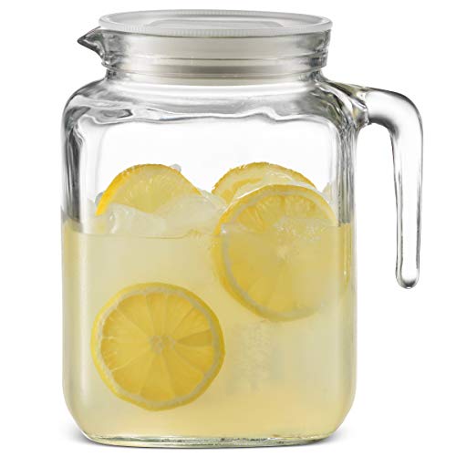 Bormioli Rocco Hermetic Seal Glass Pitcher Lid Spout 68oz Great Homemade Juice & Iced Tea Milk Bottles