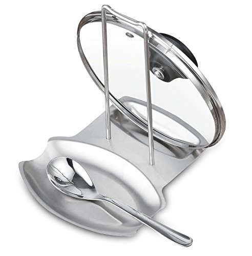 Cook N Home Stainless Steel lid and spoon rest, 7.2 x6 x 7.8
