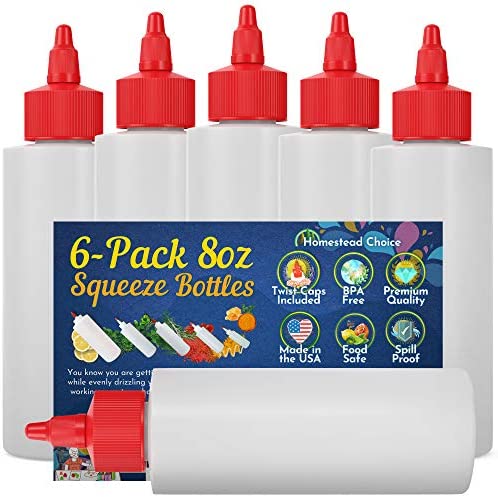 6팩 Plastic Squeeze Condiment Bottles 16oz Red Twist-Cap 세트 6 16-oz Perfect Syrup Sauce Ketchup BBQ Condiments Dressing Arts Craft Workshop Storage More