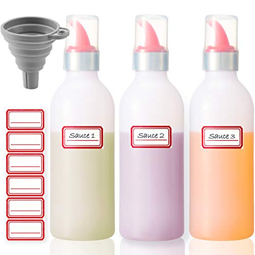 Condiment Squeeze Bottle Sauce Squirt Kitchen Plastic Syrup Container Food Dispenser Oil Ketchup Griddle Hot Catsup Pancake 아트 16 oz,팩 3