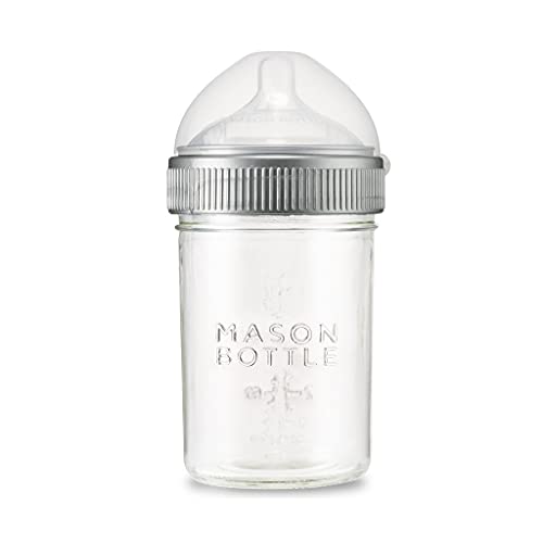 8 oz. Original Mason Bottle Glass Baby Made Jars Comes Slow Flow Nipple 100% USA.