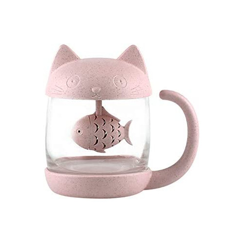 티 인퓨저 내장 보틀 색상 택1 Cat Glass Tea Mug Water Bottle-With Fish Tea Infuser 250ML