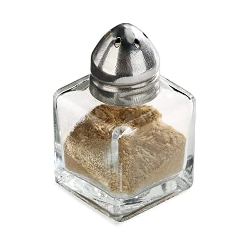 New Star Foodservice 22223 Glass Cube 미니 Salt Pepper Shaker 골드 Plated Top 0.5oz 세트 48