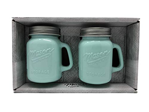 Mason Jar Salt Pepper Shaker - Milk Glass Green