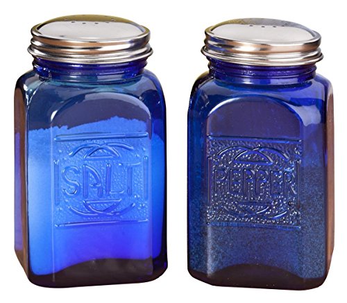 Miles Kimball Cobalt 블루 Depression 스타일 Glass Salt & Pepper Shakers