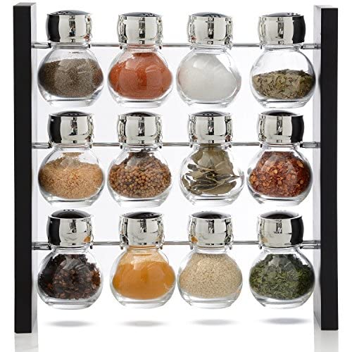 Spice Rack Organizer - Elegant Spice Organizer, Spice Rack with 12 Jars, Seasoning Rack, Compact Spice Rack Organizer for Cabinet or Countertop - Good for Medicine, Craft, Herb or Spice Organization