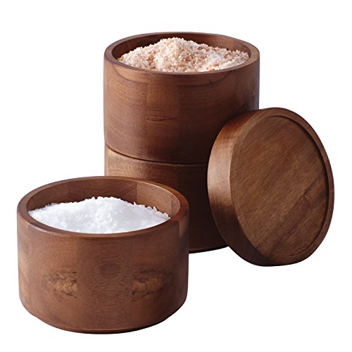 양념통 Rachael Ray 56593 Pantryware Wood Salt Cellar Stacking Set / Wood Salt Box Stacking Set3 piece, Brown